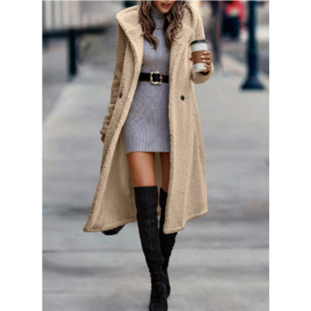 Chic und Stil | Coat - Loose Fit - Soft Acrylic Wool - Long - Classic Lapel - Double Button