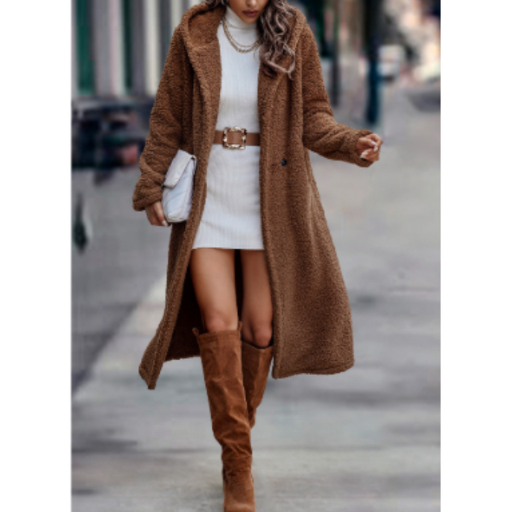 Chic und Stil | Coat - Loose Fit - Soft Acrylic Wool - Long - Classic Lapel - Double Button