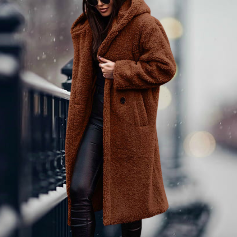 Lune London | Teddy jacket - Long soft fleece - Casual cut - With hood Warm comfort