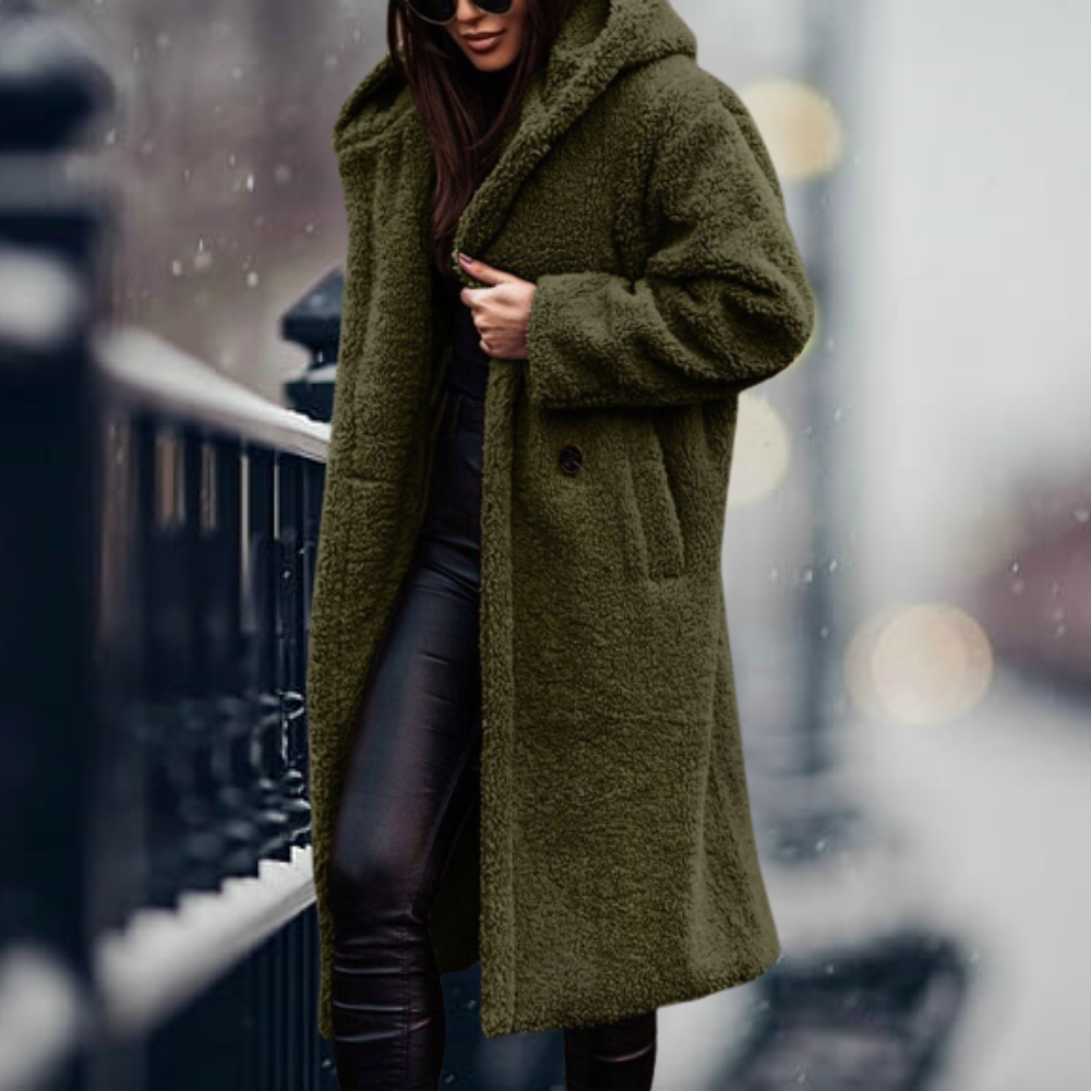 Lune London | Teddy jacket - Long soft fleece - Casual cut - With hood Warm comfort