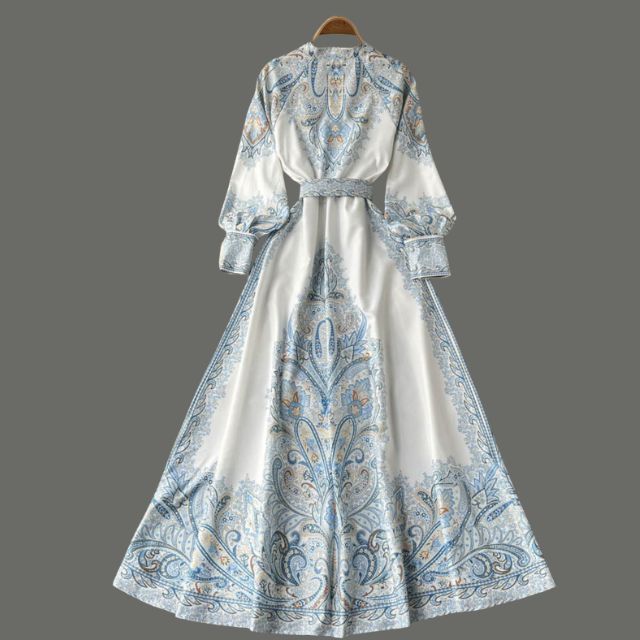 Lune London | A-Line Dress with Belt and Floral Pattern