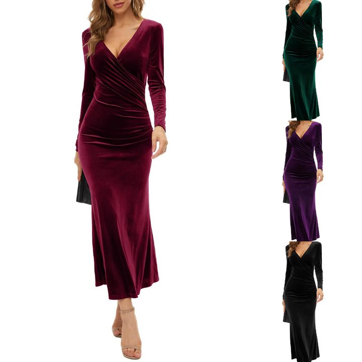 Lune London | Long sleeve bodycon midi dress in velvet