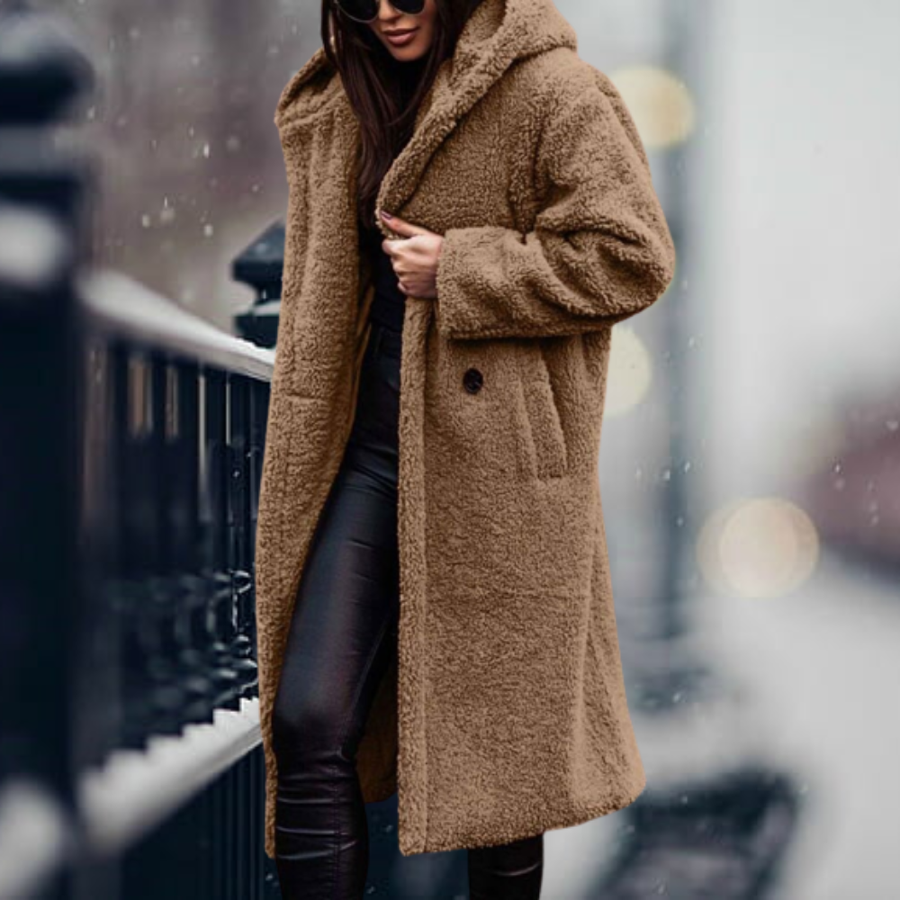 Lune London | Teddy jacket - Long soft fleece - Casual cut - With hood Warm comfort