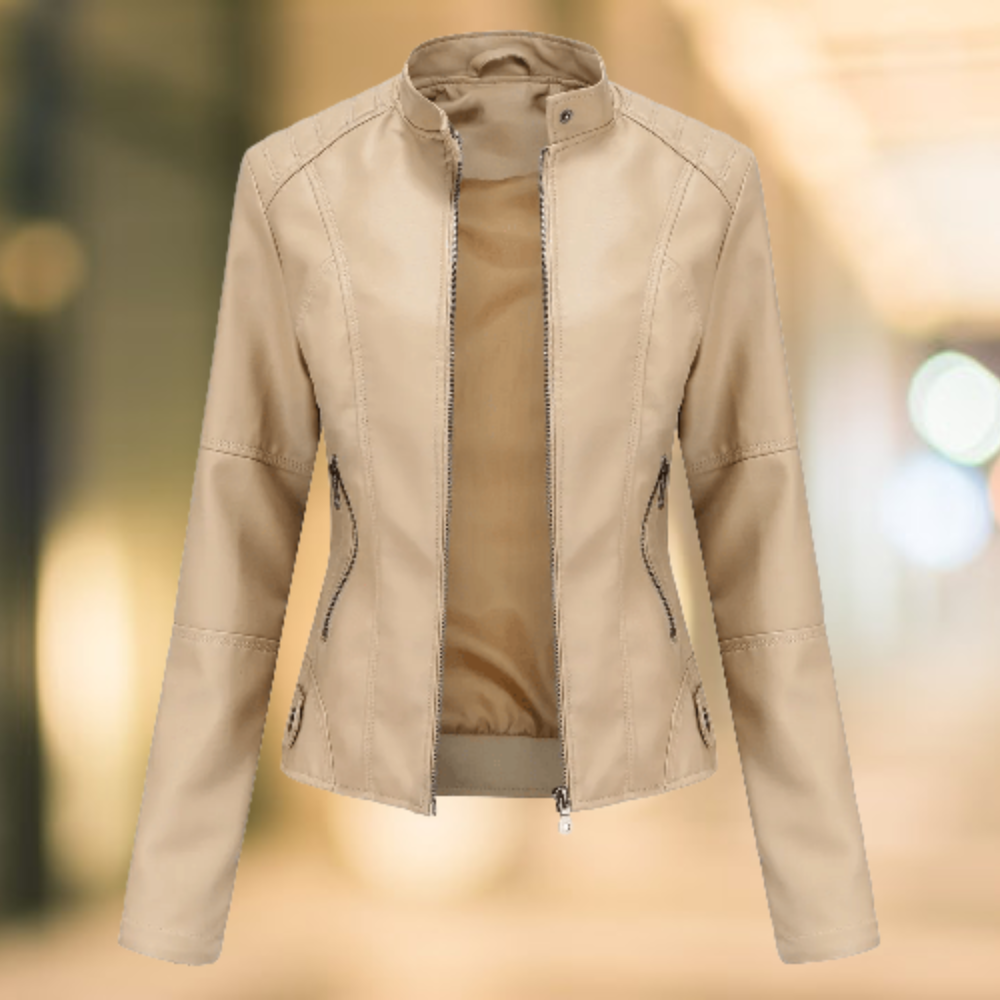 Lune London | Elegant and Stylish Leather Jacket with Stand-Up Collar