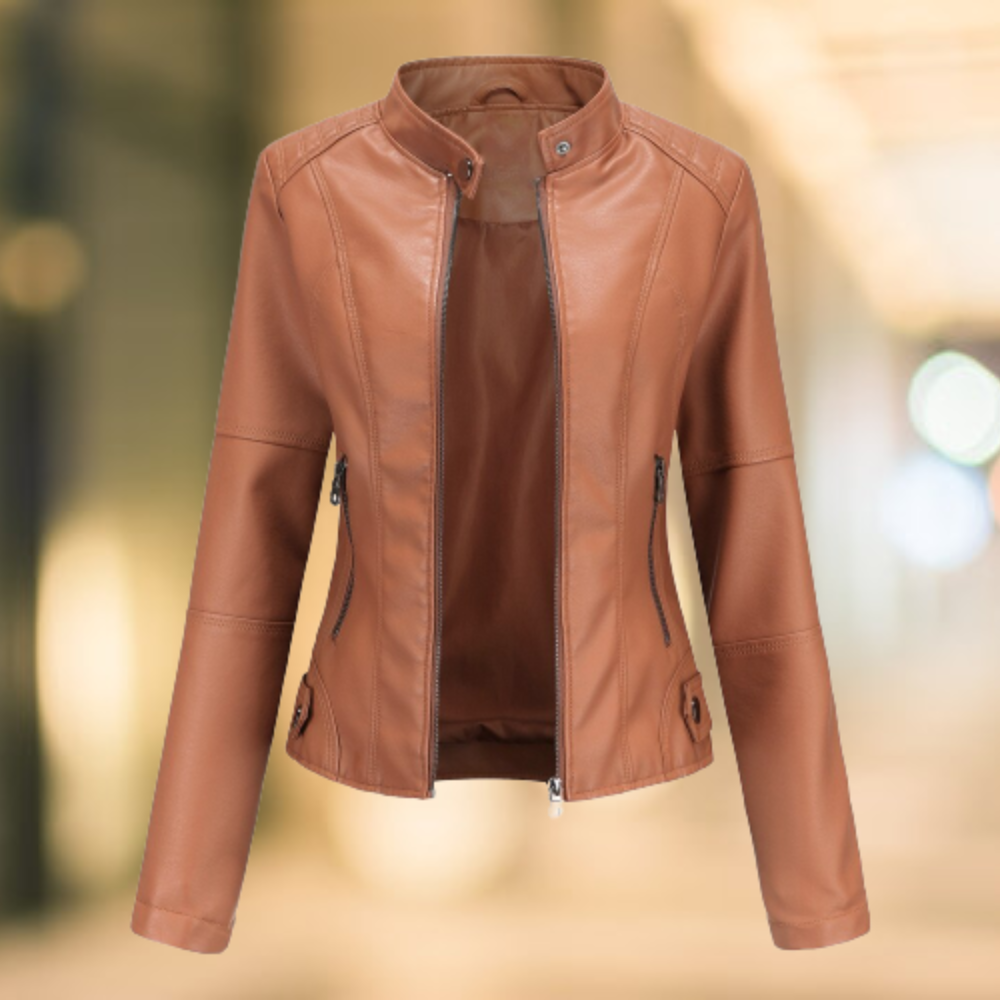 Lune London | Elegant and Stylish Leather Jacket with Stand-Up Collar