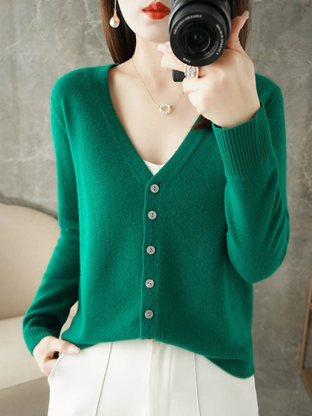 Lune London | V-neck Cardigan for Women - Loose Fit
