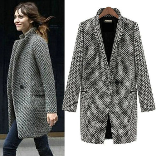 Lune London | Coat - Classic Houndstooth Pattern - Knee Length - Timeless Tailored Design