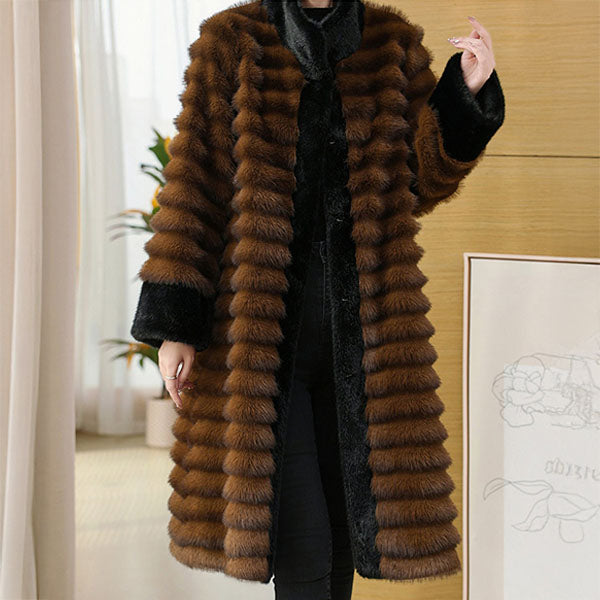 Lune London | Relaxed Fit Coat - Stand-up Collar Coat with Banded Fur Trim