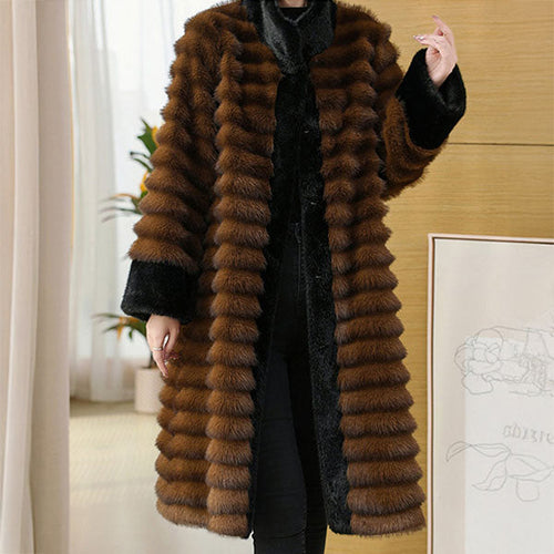 Lune London | Relaxed Fit Coat - Stand-up Collar Coat with Banded Fur Trim