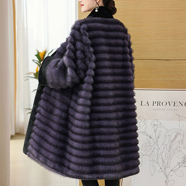 Lune London | Relaxed Fit Coat - Stand-up Collar Coat with Banded Fur Trim
