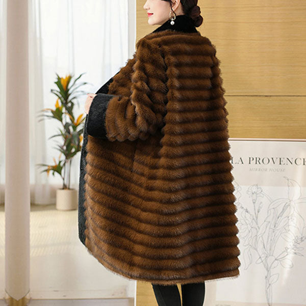 Lune London | Relaxed Fit Coat - Stand-up Collar Coat with Banded Fur Trim