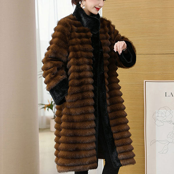 Lune London | Relaxed Fit Coat - Stand-up Collar Coat with Banded Fur Trim