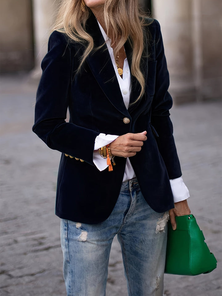 Lune London | Velvet Blazer for Women - Tailored Fit, Golden Button Accents