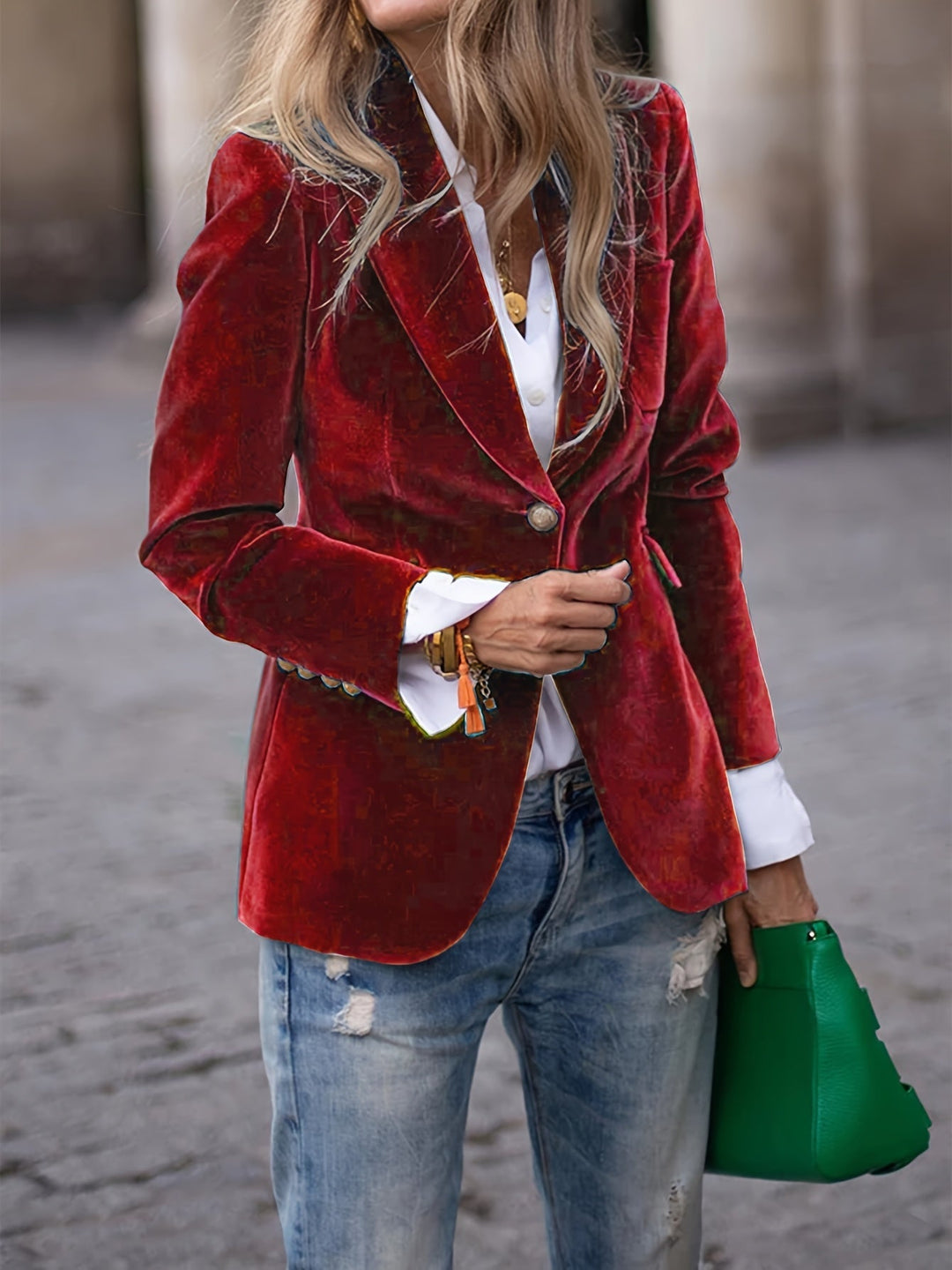 Lune London | Velvet Blazer for Women - Tailored Fit, Golden Button Accents