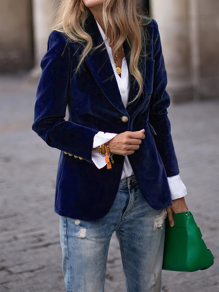 Lune London | Velvet Blazer for Women - Tailored Fit, Golden Button Accents