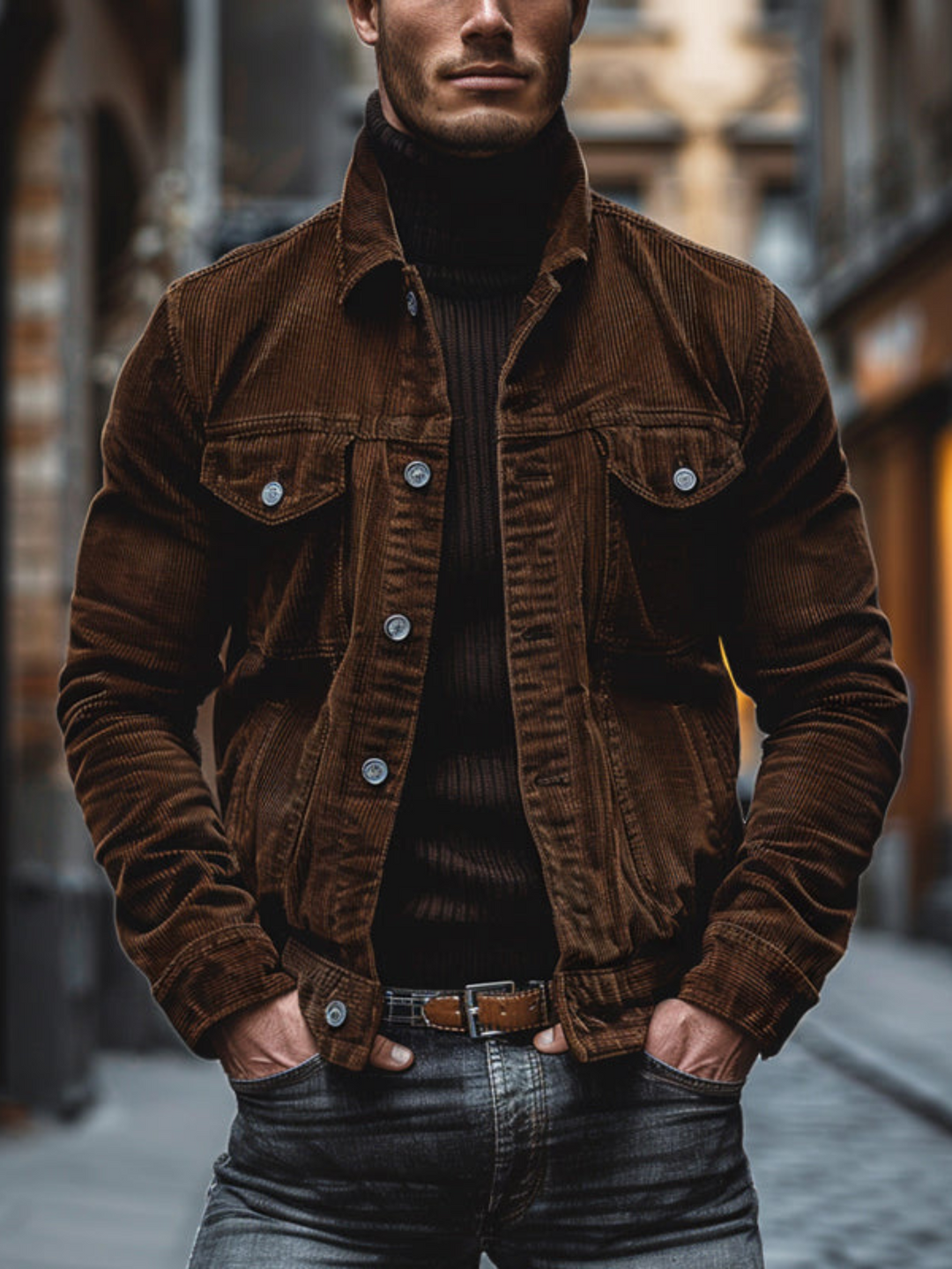 Lune London | Vintage Cord-Stretch-Work Jacket for Men - Loose Fit