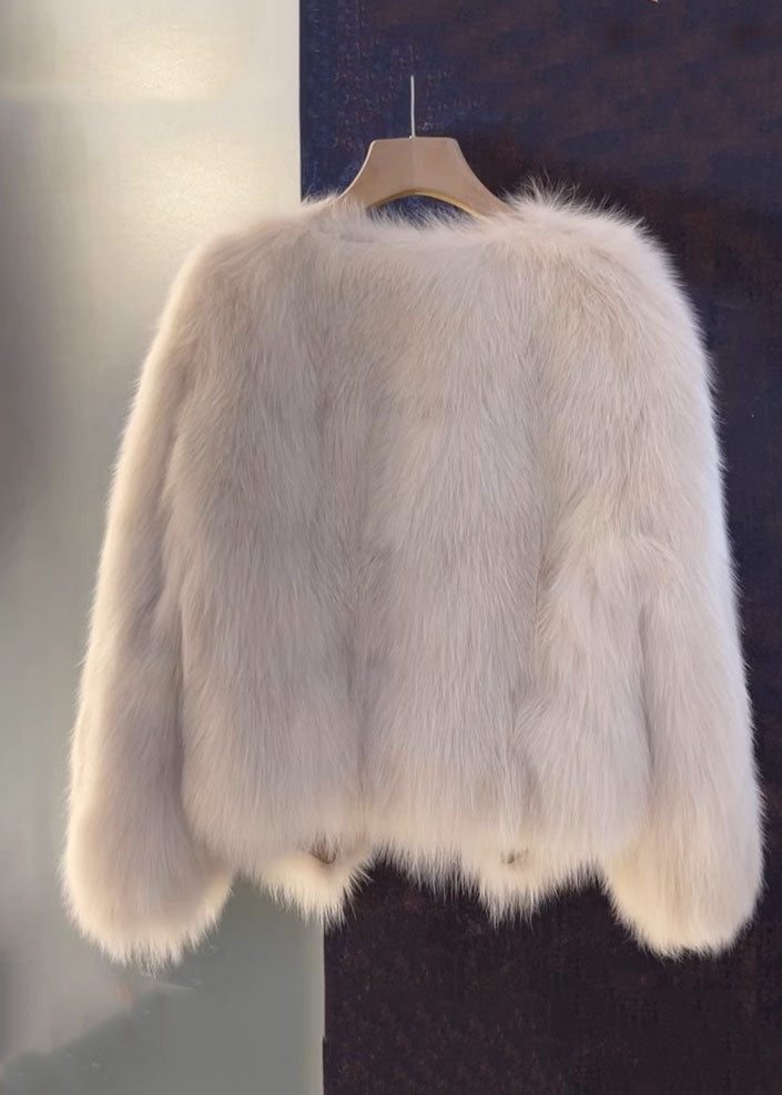 Lune London | Brown leather and fur coats with V-neck