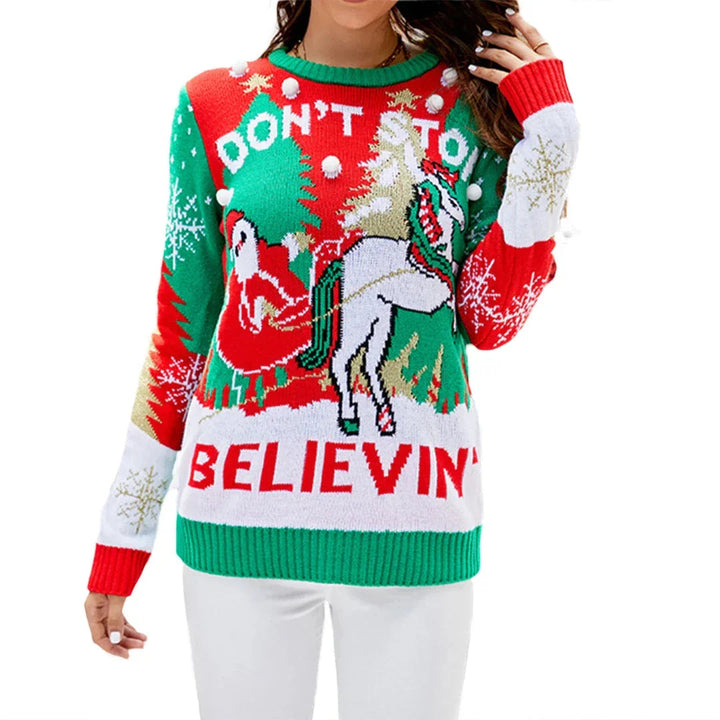Lune London | Women's Faux Christmas Sweater - Long Sleeve Knitted