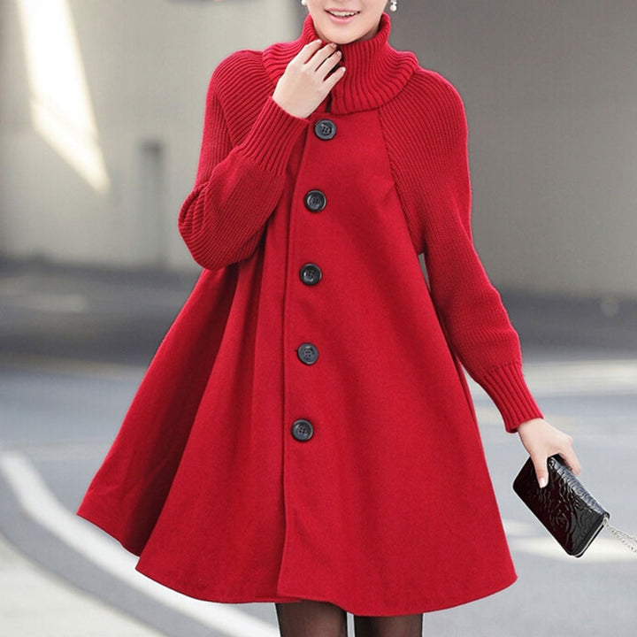 Lune London | Coat - Wool blend - Button closure - High collar - Cape silhouette - Knee length