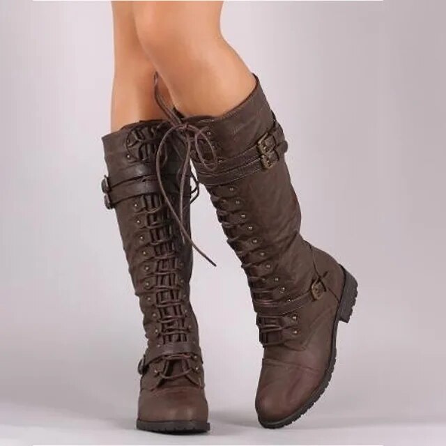Lune London | Retro Lace-up Boots with Buckle