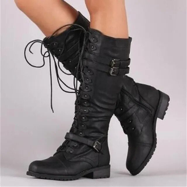 Lune London | Retro Lace-up Boots with Buckle