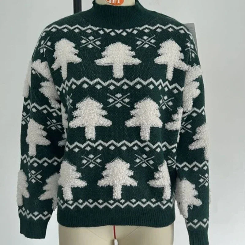 Lune London | Women's sweater with 3D print of Santa Claus - Soft and warm knitted sweater for the holidays