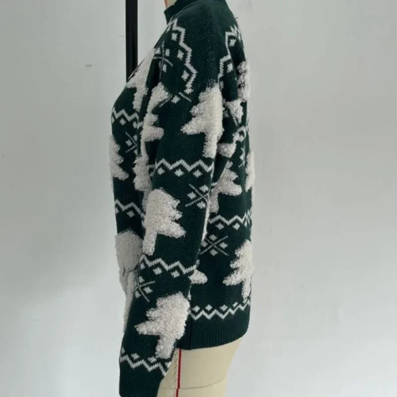 Lune London | Women's sweater with 3D print of Santa Claus - Soft and warm knitted sweater for the holidays