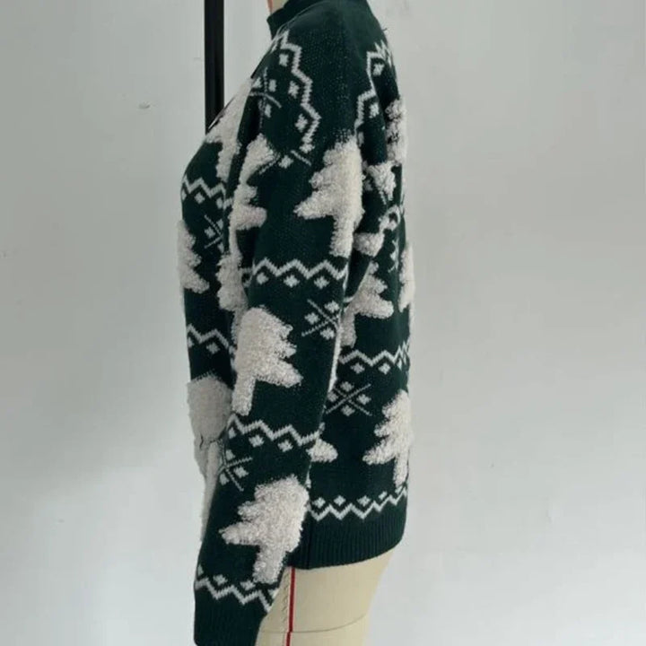 Lune London | Women's sweater with 3D print of Santa Claus - Soft and warm knitted sweater for the holidays
