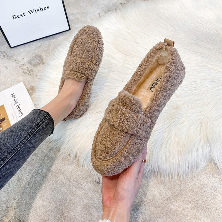 Khaki Plüsch-Pantoffel-Schuhe