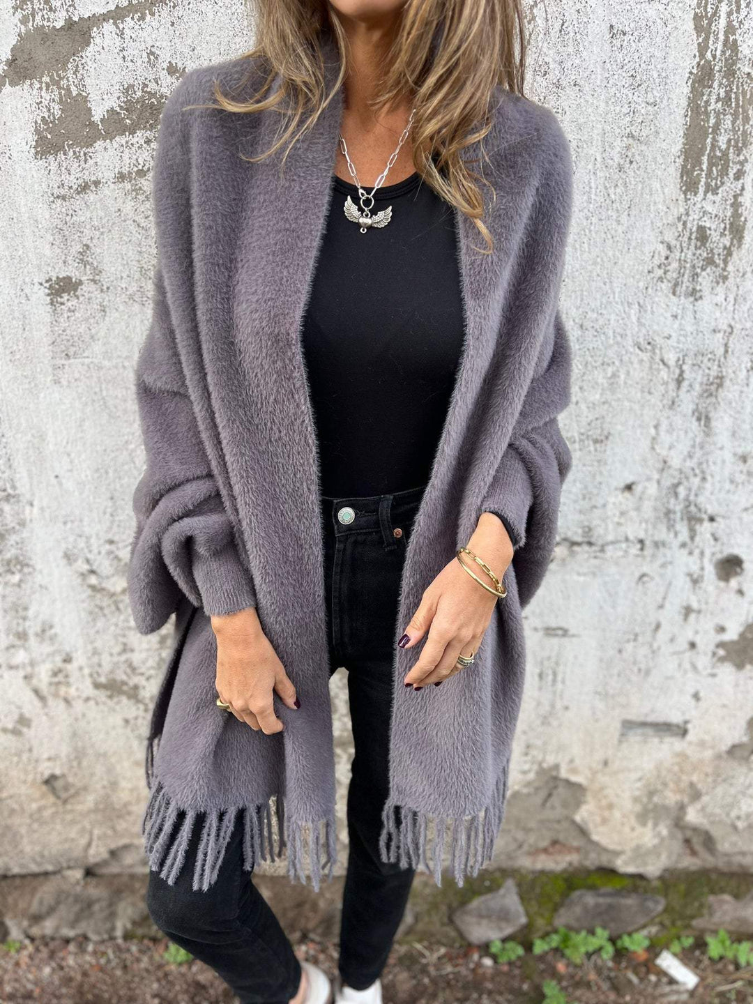 Lune London | Women's fringe jacket - Long jacket for women winter