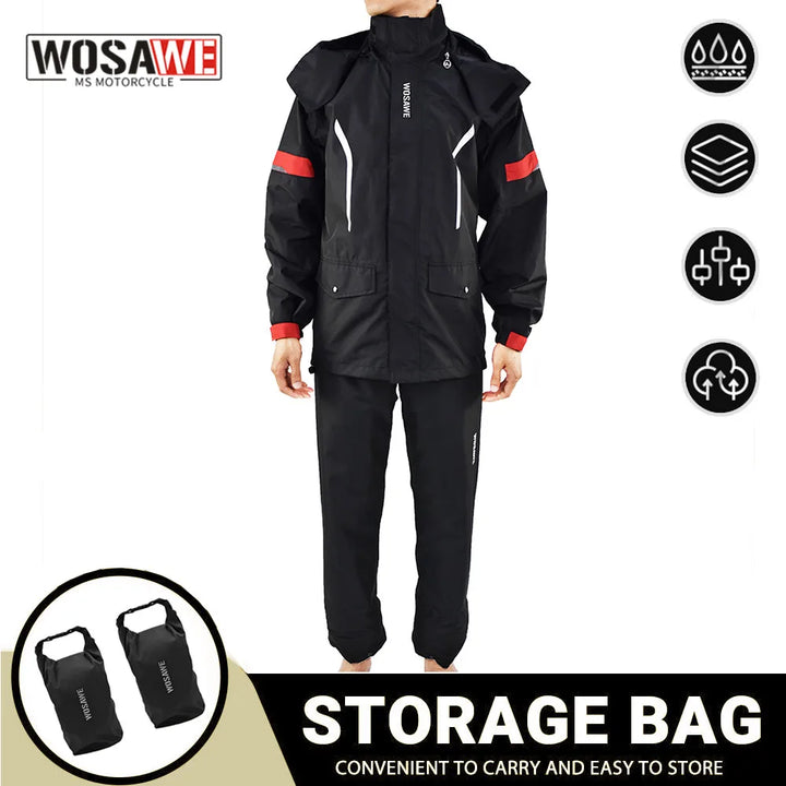 Lune London | Men's Waterproof Motorcycle Rain Jacket - Reflective Black/Green S-2XL