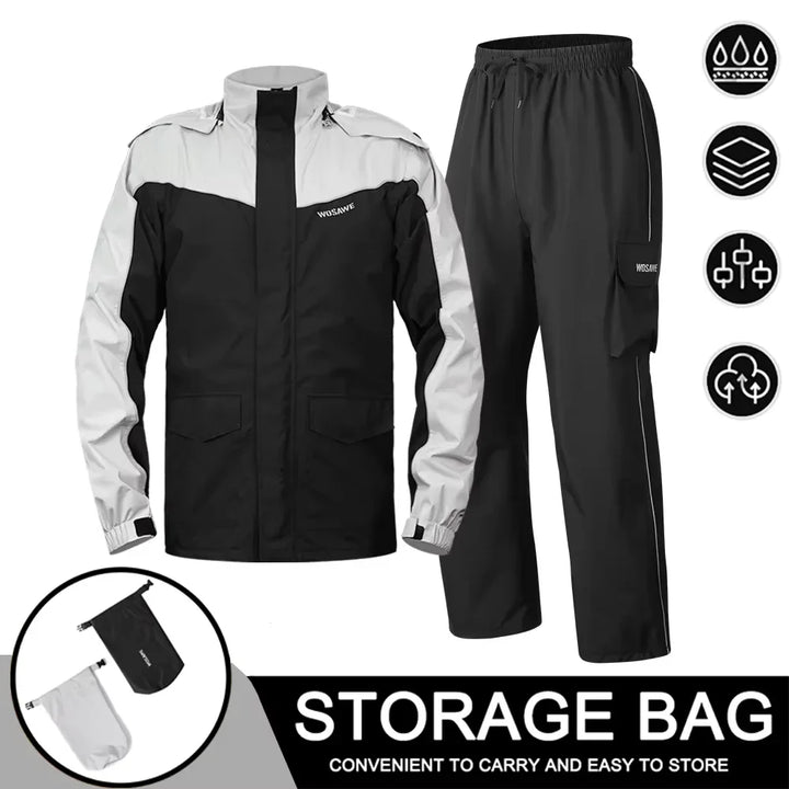 Lune London | Men's Waterproof Motorcycle Rain Jacket - Reflective Black/Green S-2XL