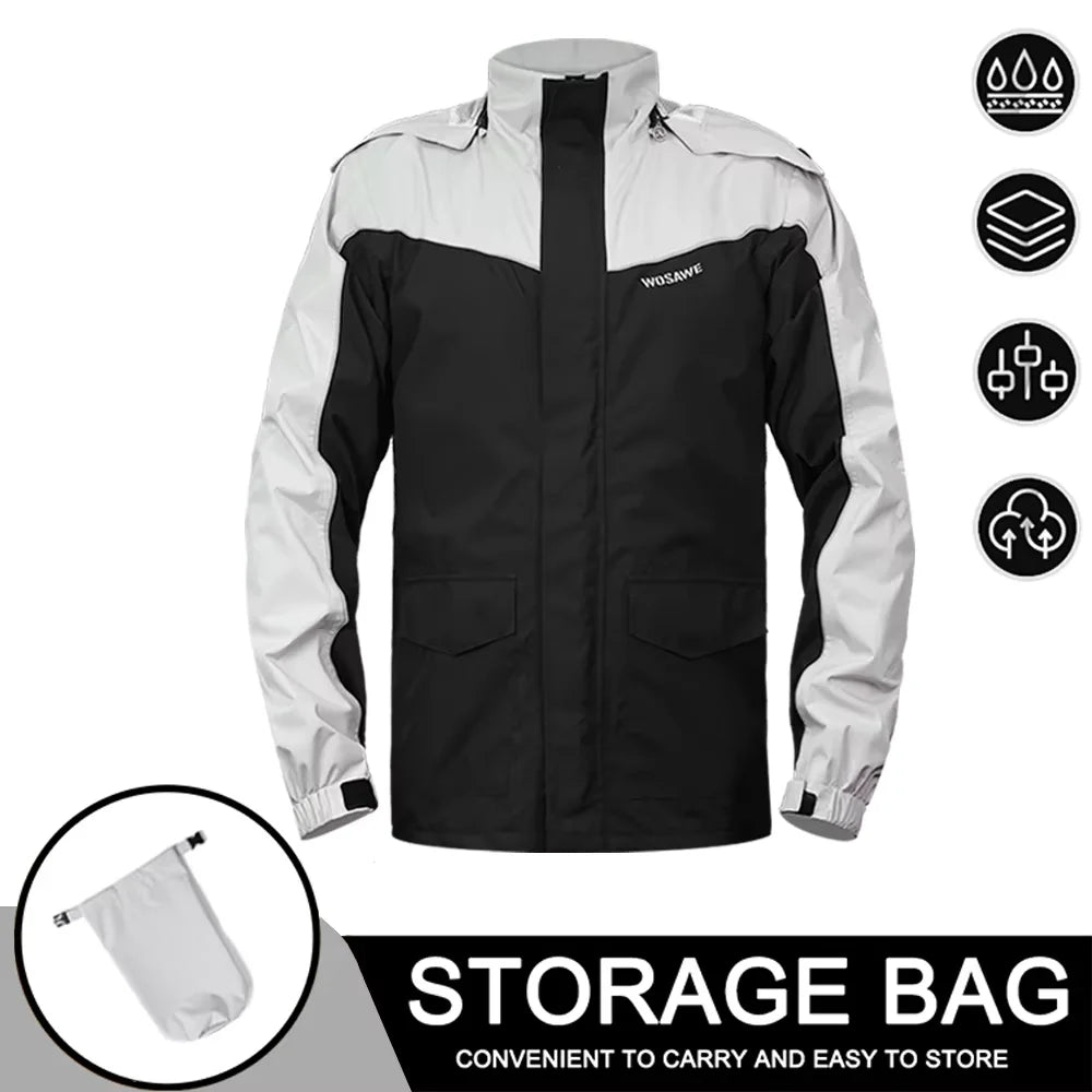 Lune London | Men's Waterproof Motorcycle Rain Jacket - Reflective Black/Green S-2XL