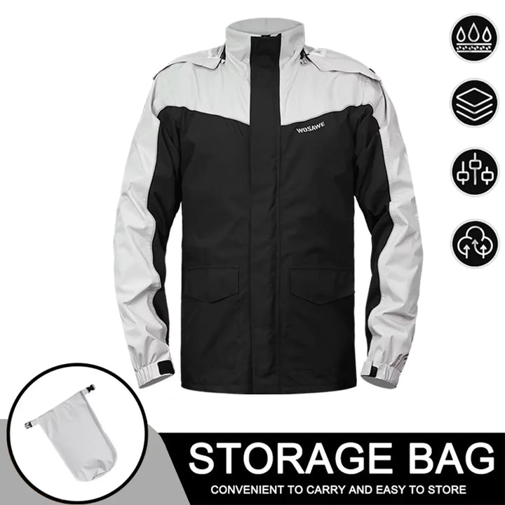 Lune London | Men's Waterproof Motorcycle Rain Jacket - Reflective Black/Green S-2XL