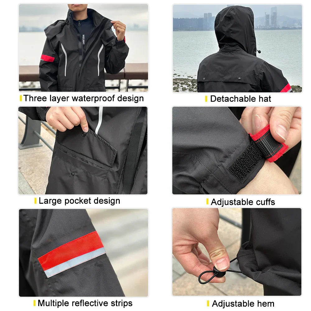 Lune London | Men's Waterproof Motorcycle Rain Jacket - Reflective Black/Green S-2XL
