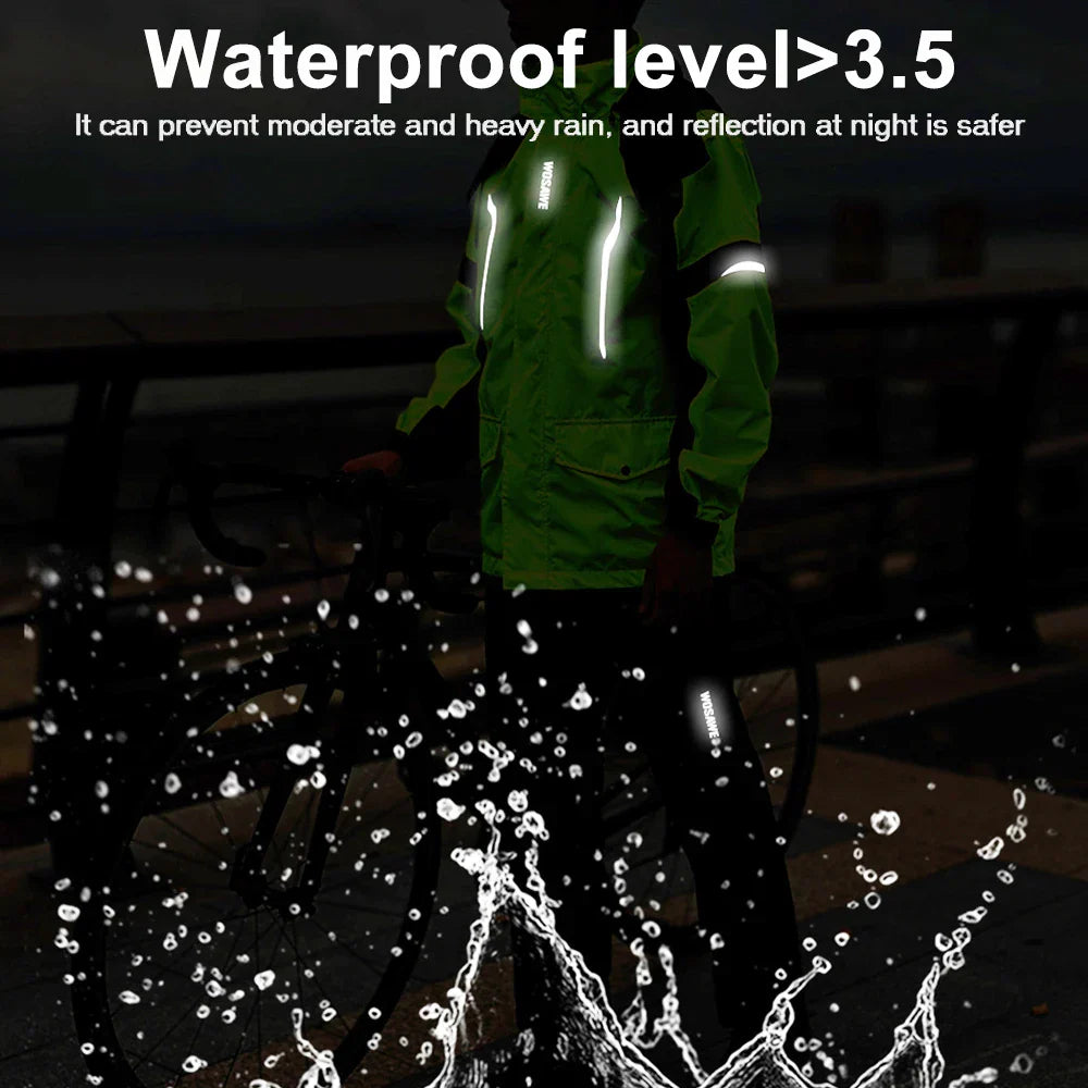Lune London | Men's Waterproof Motorcycle Rain Jacket - Reflective Black/Green S-2XL