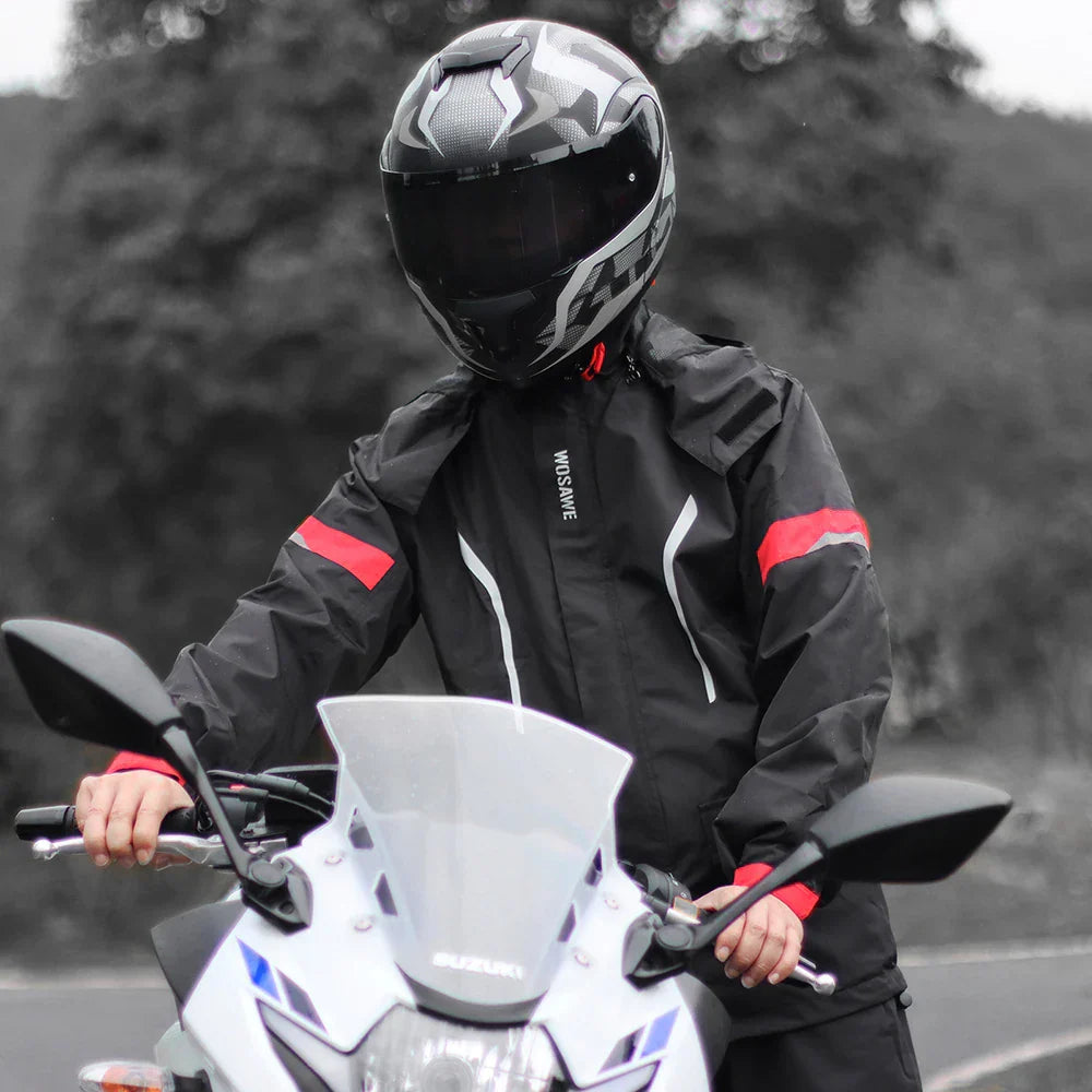 Lune London | Men's Waterproof Motorcycle Rain Jacket - Reflective Black/Green S-2XL
