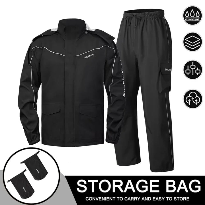 Lune London | Men's Waterproof Motorcycle Rain Jacket - Reflective Black/Green S-2XL