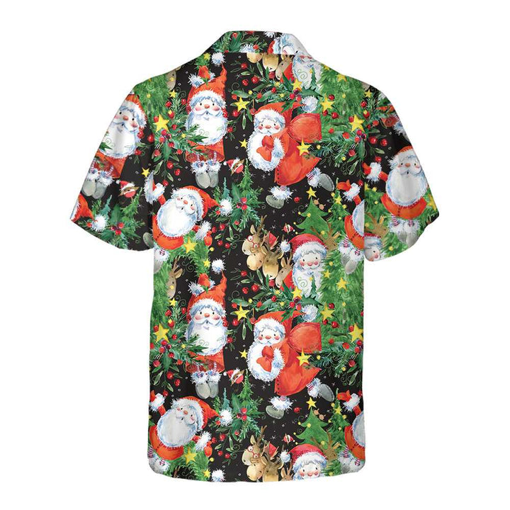 Lune London | Chemise hawaïenne motif aquarelle Santa, chemise amusante du Père Noël, cadeau pour Noël
