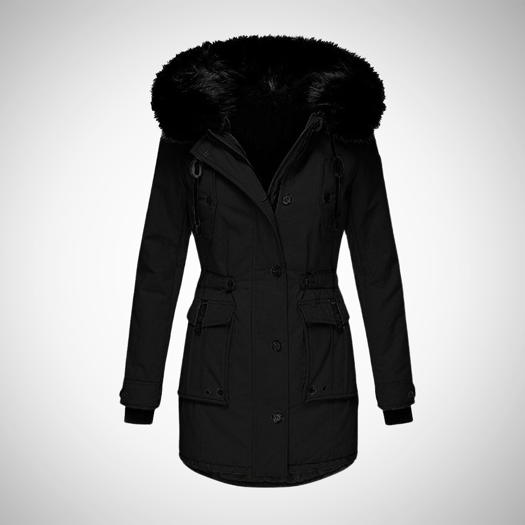 Lune London | Women's Waterproof Padded Winter Jacket with Hood and Fur Trim