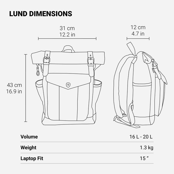 Lune London | Canvas Rolltop Rucksack - Lundastyle - Sustainable and Stylish for Adventurers