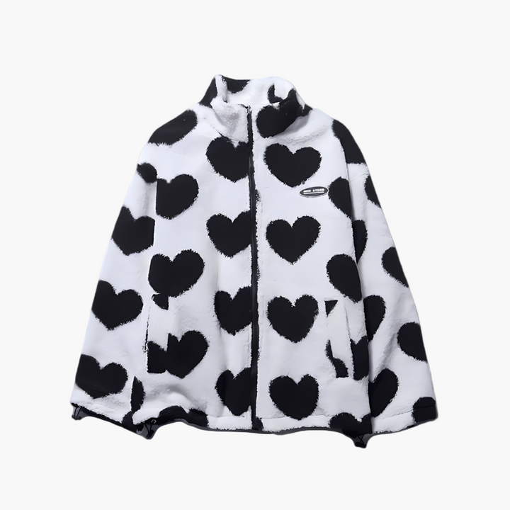 Lune London | Reversible fleece jacket with hearts - Stylish leisure jacket for outside and everyday use