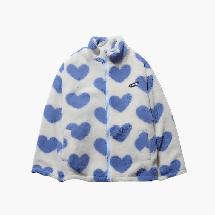 Lune London | Reversible fleece jacket with hearts - Stylish leisure jacket for outside and everyday use
