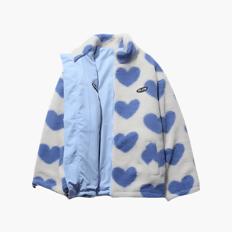 Lune London | Reversible fleece jacket with hearts - Stylish leisure jacket for outside and everyday use