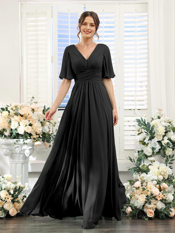 Lune London | Flowing V neck Chiffon Dress for Women