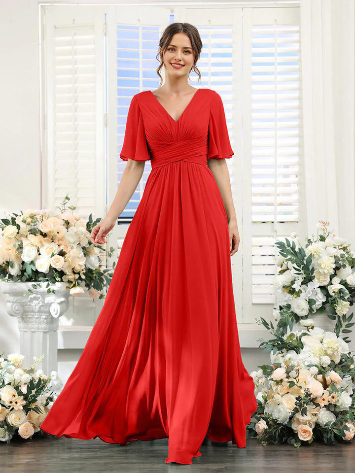 Lune London | Flowing V neck Chiffon Dress for Women