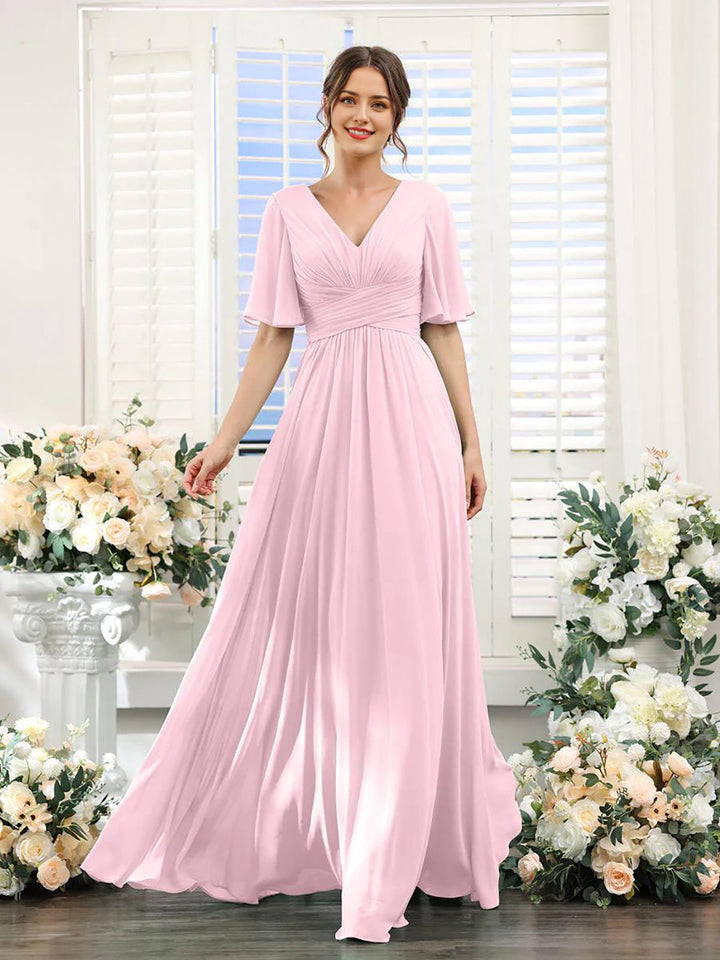 Lune London | Flowing V neck Chiffon Dress for Women