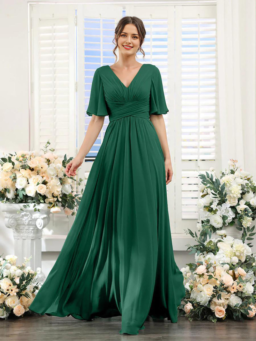 Lune London | Flowing V neck Chiffon Dress for Women