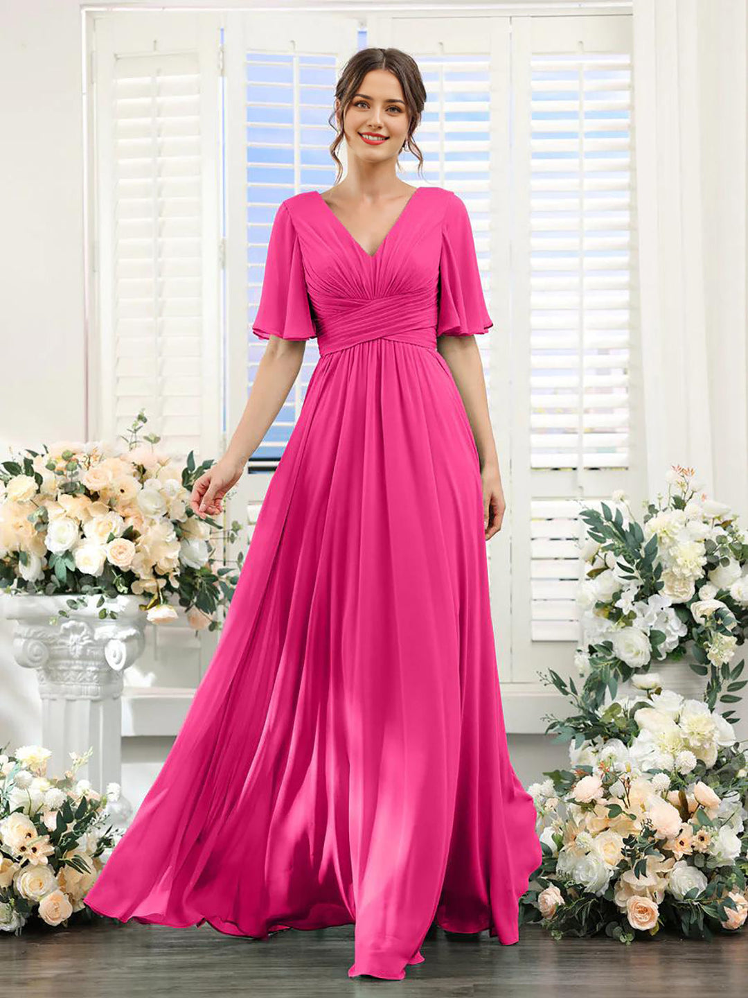 Lune London | Flowing V neck Chiffon Dress for Women