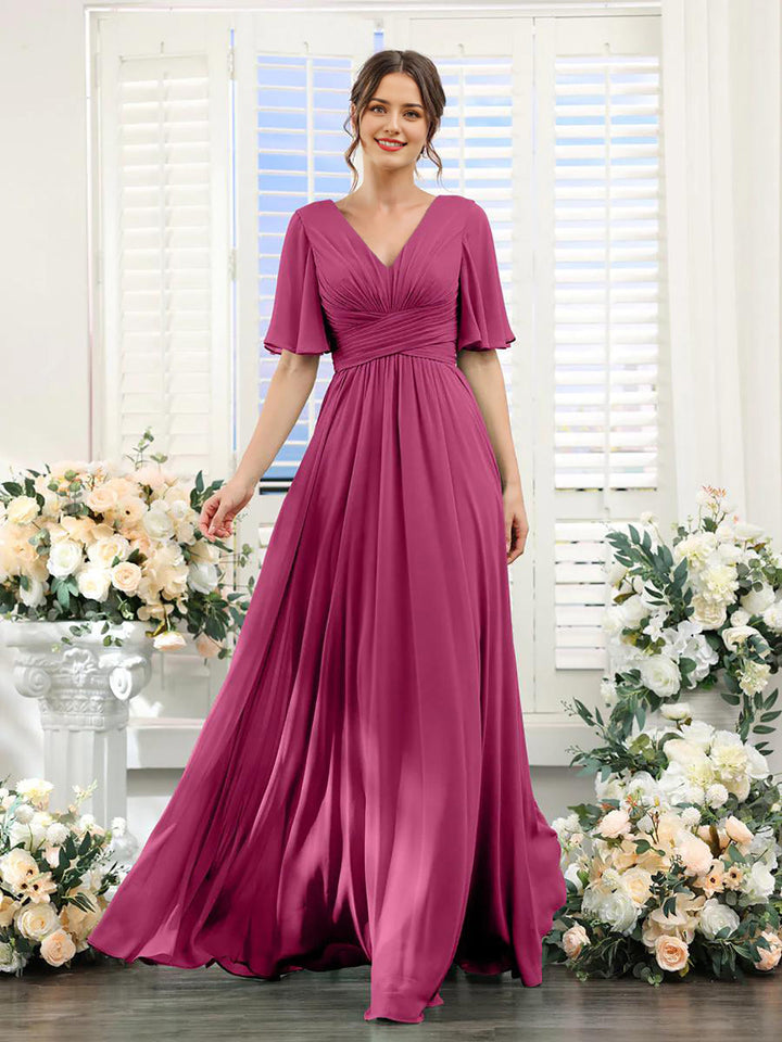 Lune London | Flowing V neck Chiffon Dress for Women